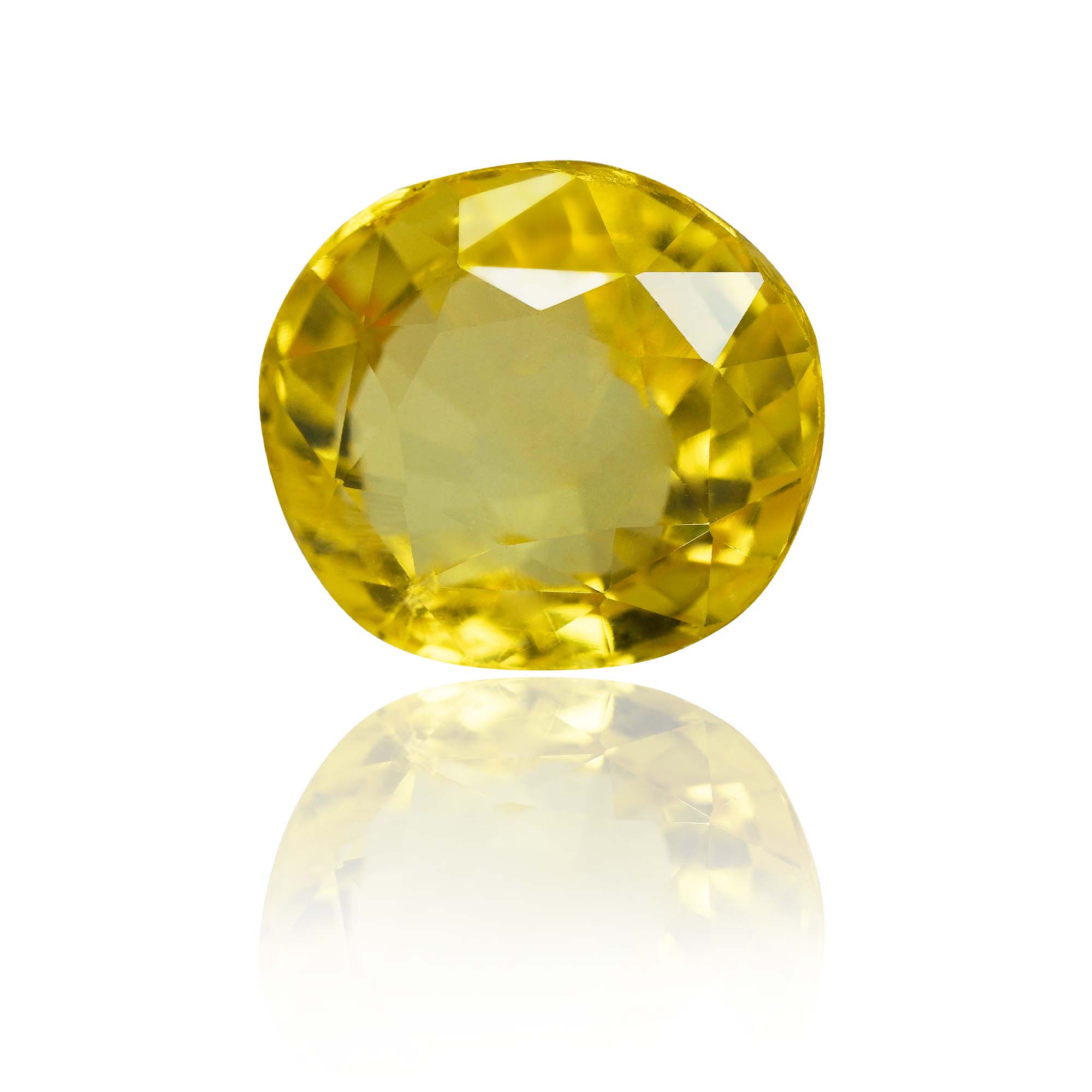 Natural Unheated Yellow Sapphire (Pukhraj) 2.7 Ct, Oval, Ceylon – IGTL Certified – front view thumbnail